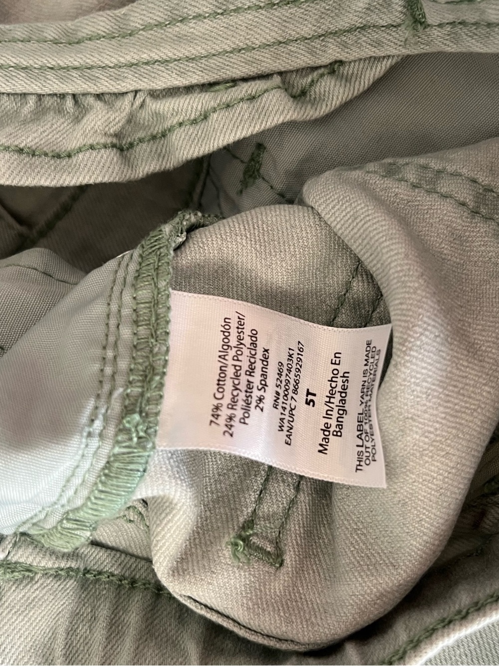 Wonder Nation | Sage Green Denim Shortall with Pink Floral Tee - Picture 8 of 9